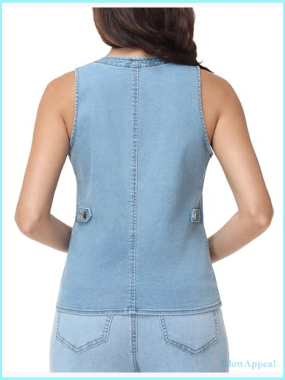 Women's Denim Vest Sleeveless Fitted Button Down Jeans Top Casual Waistcoat - Picture 2 of 7